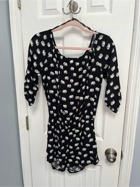 Elephant Print Shorts Romper Jumpsuit Size S Boho one piece J Mode USA